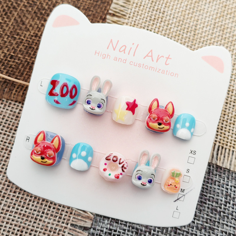 Zootopia Judy Police Officer Judy Children's Handmade Wearable Nails for 3-6-12 Year Old Kids Nail Stickers Zootopia Judy Police Officer Judy Children's Handmade Wearable Nails for 3-6-12 Year Old Kids Nail Stickers