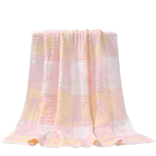 Soft Absorbent Gauze Baby Towel Pack Blanket 110*110cm Cotton Bubble Fabric Baby Six Layer Children's Blanket Wholesale