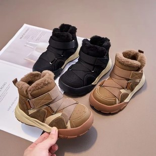 2025 New Winter Kidsren's Cotton Shoes, Boys' Thickeneded Fashionable Snow Boots, Korean Style Girls' Warm Cotton Boots for Middle and Large Kidsren