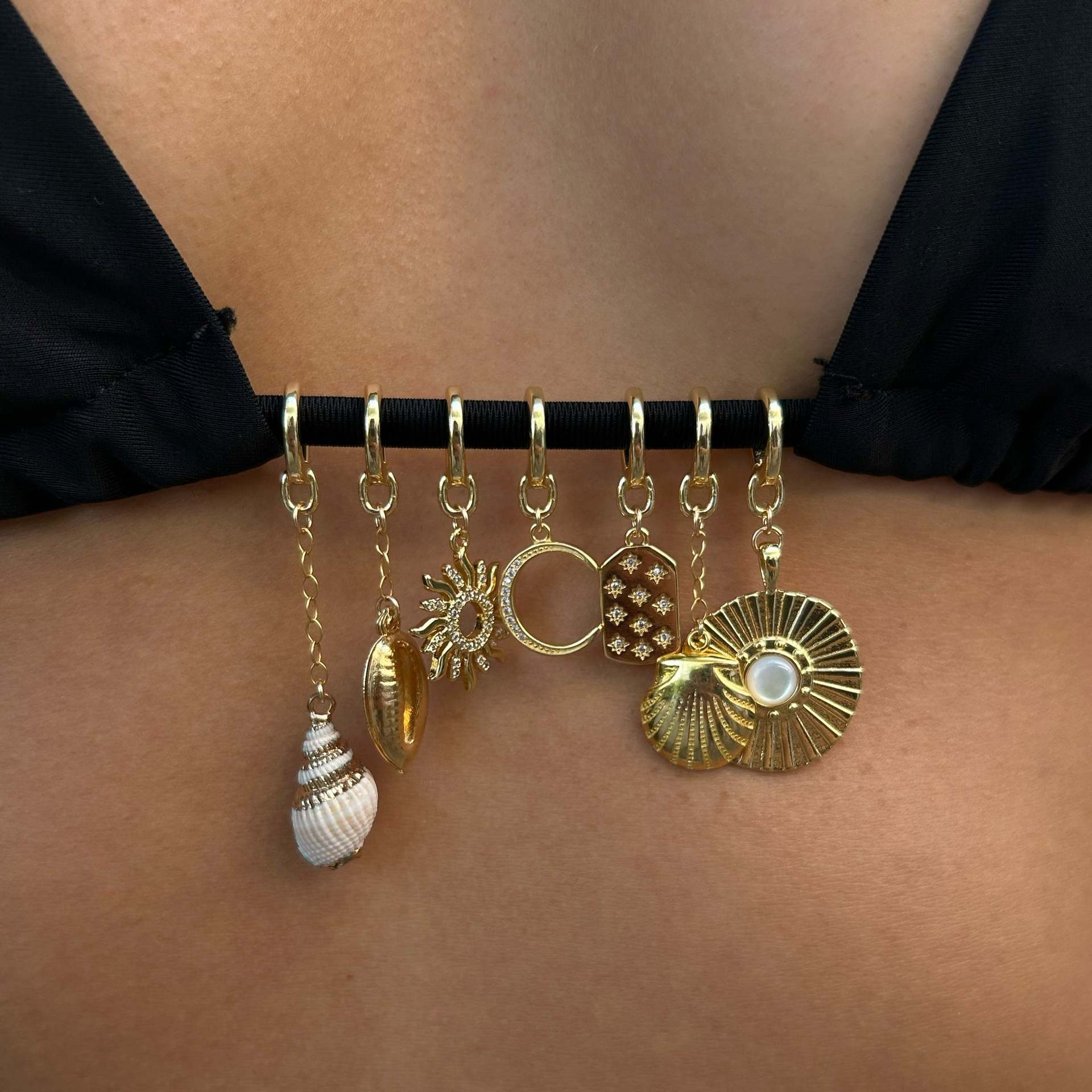 European and American fashion stainless steel summer beach bikini buckle DIY pendant necklace furnace vacuum plating 18K color retention