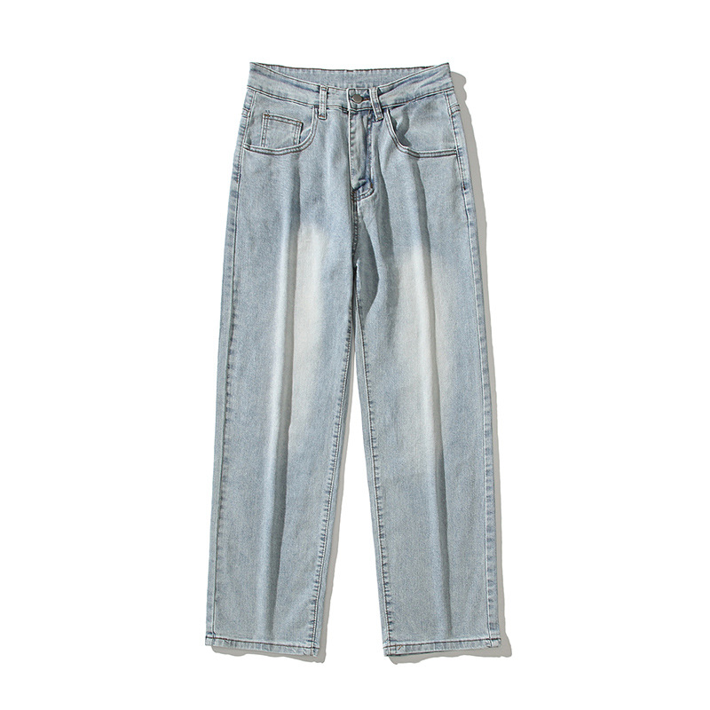 LKTM Men's Wear # Pantalones vaqueros elásticos lavados y viejos teñidos de barro amarillo para hombres, pantalones rectos de la calle principal de la marca de moda del verano para hombres