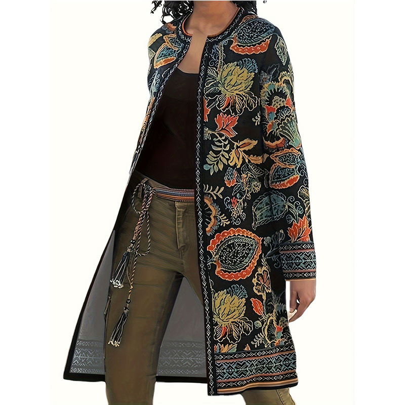2026 Cross-Border Women's Clothing Amazon Aliexpress European and American Export Hot-Selling Women's Clothing Long Plus-Size Printed Trench Coat