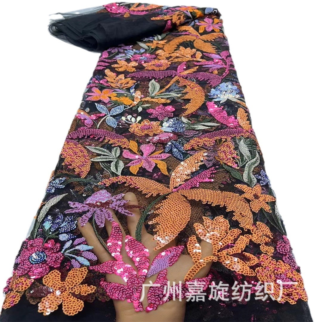 Tejido de encaje de malla africana de coco cuentas de flores sequinilla tejido bordado ropa infantil ropa de madres accesorios de vestido image 6