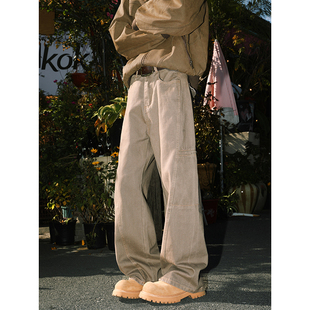 American Style Workwear Jeans Men's and Women's Spring and Autumn Trendy Brand Design Sense Casual Pants Plump Handsome Straight Leg Wide Leg Pants