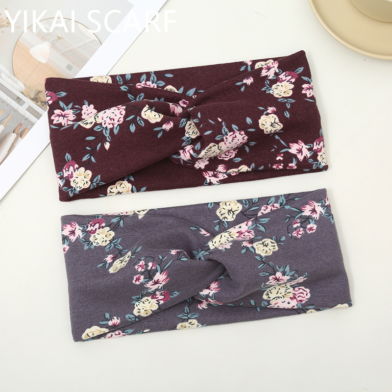 European and American Printed Bohemian Style Yoga Sports Headband Super Soft Flower Elastic Non-Slip Wide Headband Fitness Headscarf European and American Printed Bohemian Style Yoga Sports Headband Super Soft Flower Elastic Non-Slip Wide Headband Fitness Headscarf