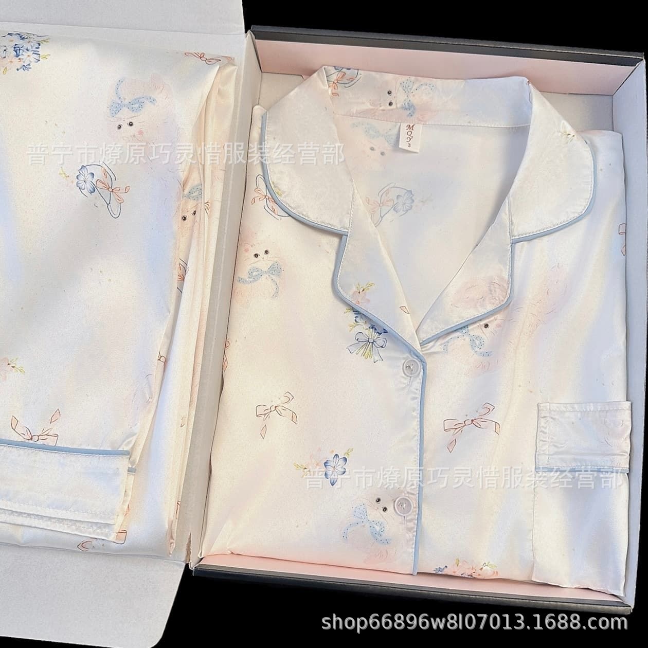 Pijama de verano nuevo hielo pantalones cortos de mangas cortas de dibujos animados KT gato coreano dormitorio de estudiantes ropa delgada set