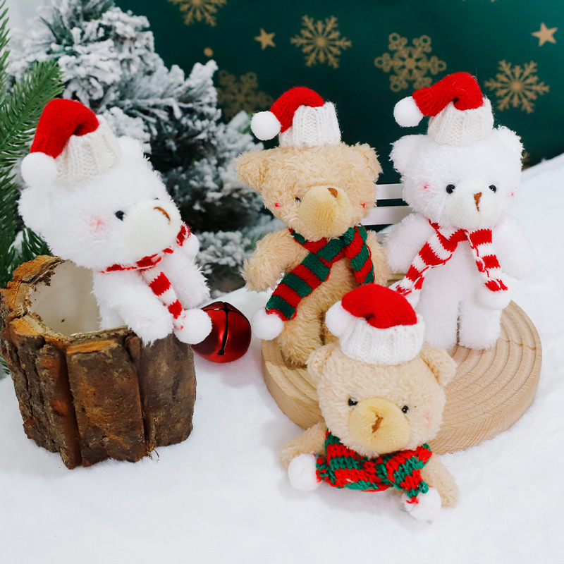 Navidad bib de peluche osos muñecos DIY hechos a mano materiales de embalaje ramo de flores de decoración de manzana de Nochebuena flores