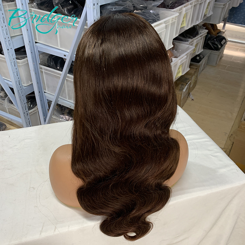 Lace Front Human Hair Wig In Dark Brown Natural Human Hair_voghion.com