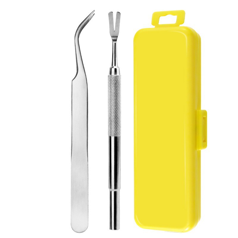 노란색 상자 - 강아지 이 털 제거 포크 2종 세트