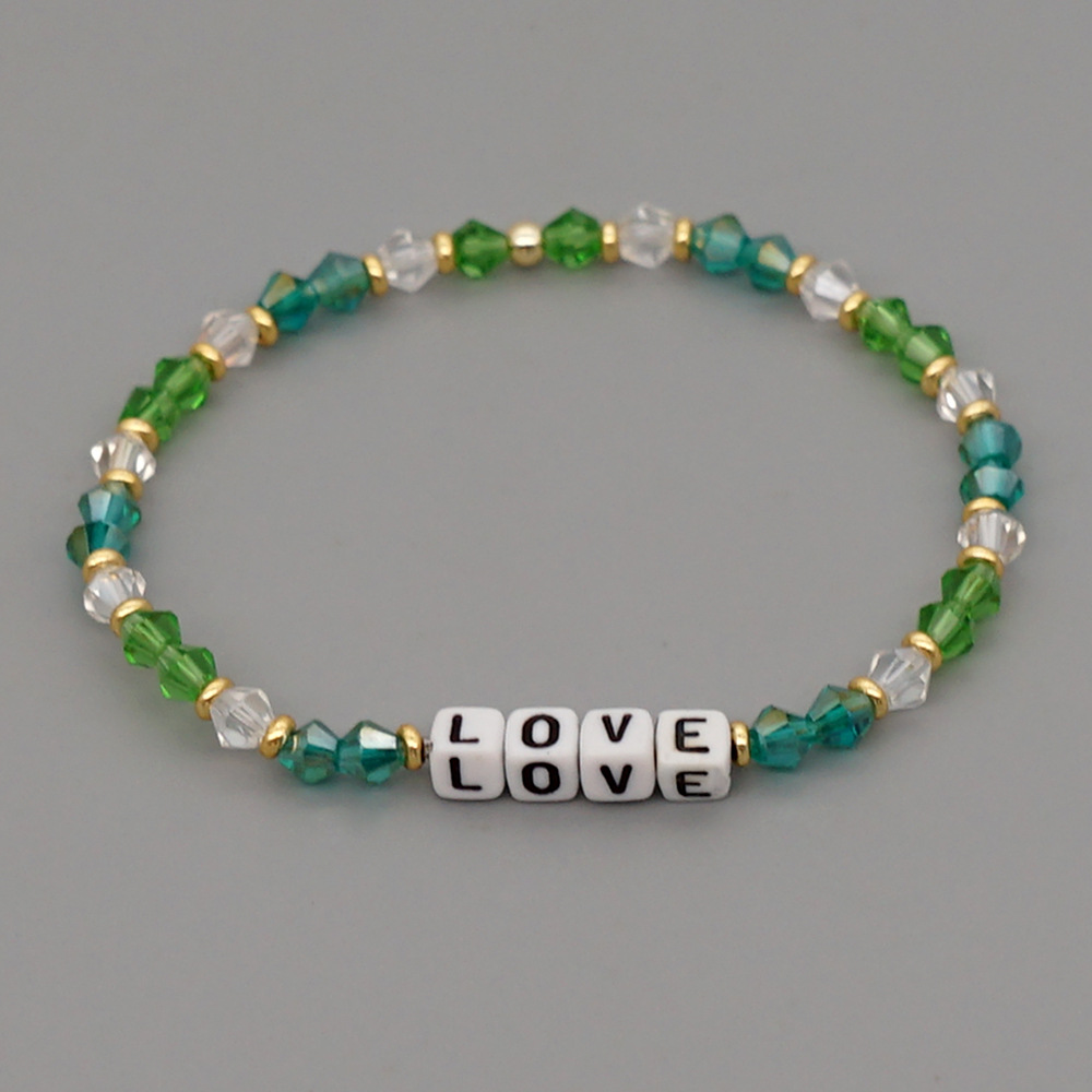 Bohemian Green Crystal Love Letter Bracelet display picture 2