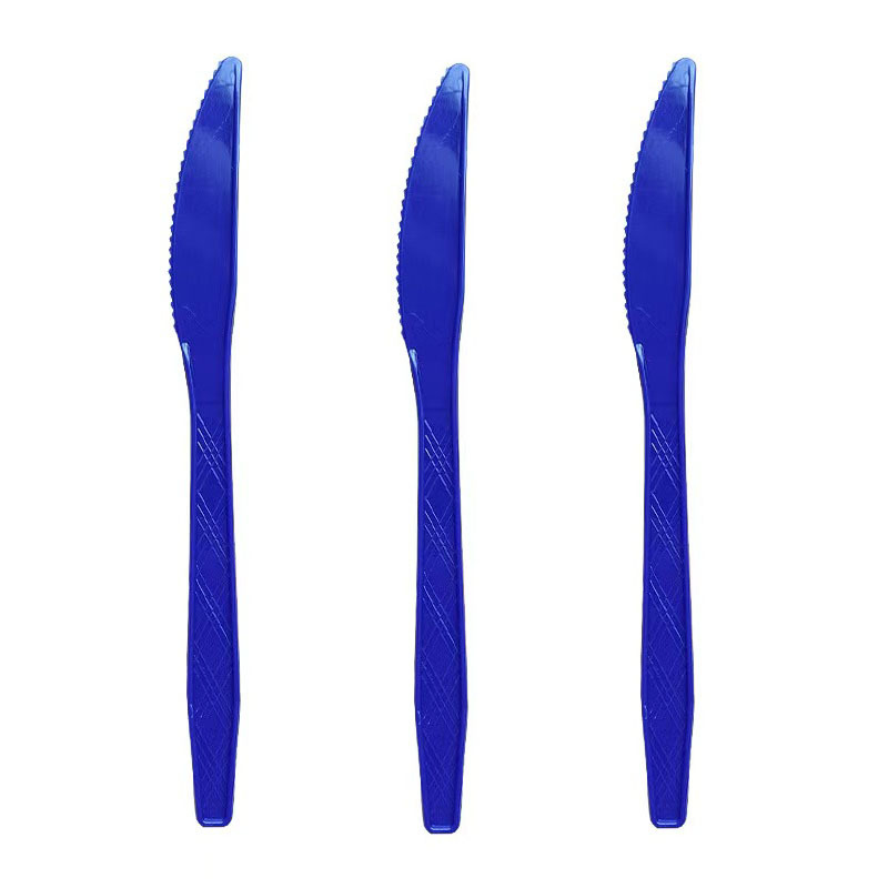 25 piezas transfronterizas Amazon PS desechable de plástico cuchillo, tenedor y cuchara vajilla de tres piezas conjunto de banquete de la torta del partido