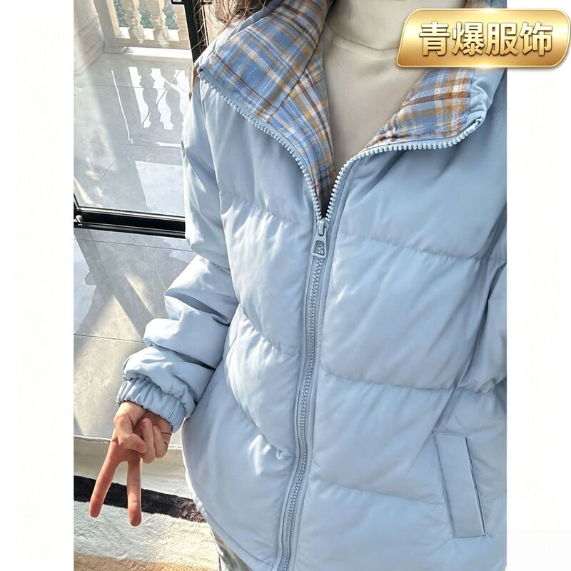 Cross-border winter thickened quilted plaid patchwork jacket, men's spring hoodless stand-up collar baseball jacket, trendy casual outerwear Cross-border winter thickened quilted plaid patchwork jacket, men's spring hoodless stand-up collar baseball jacket, trendy casual outerwear