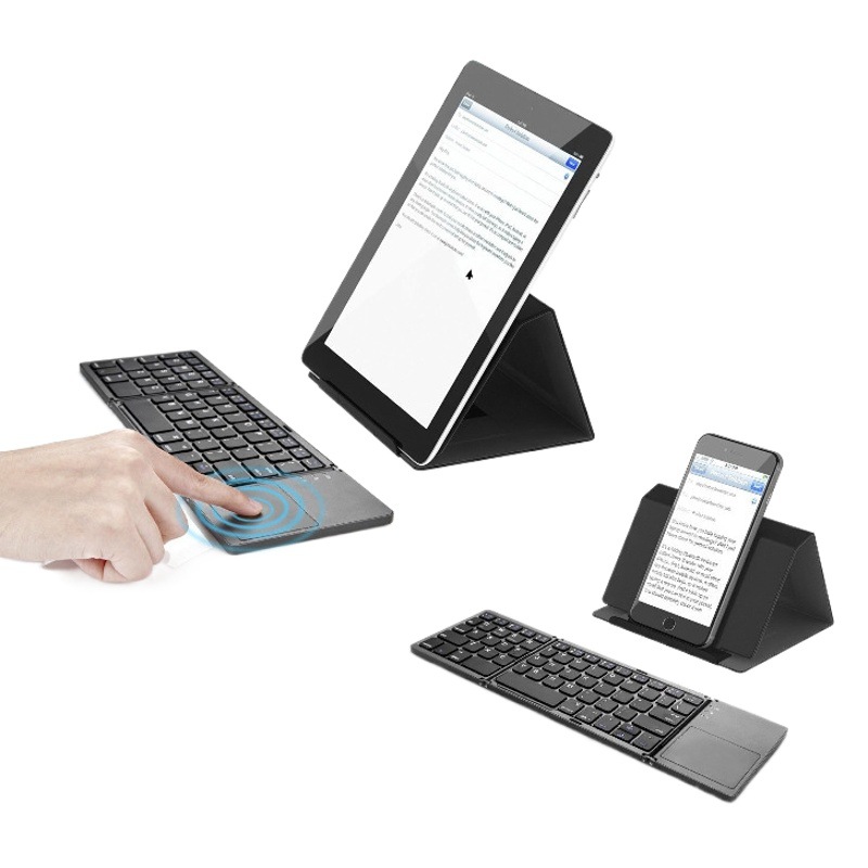 Teclado inalámbrico plegable portátil de Bluetooth del tríptico B033 del tres-sistema fino del teclado de Bluetooth con el tacto