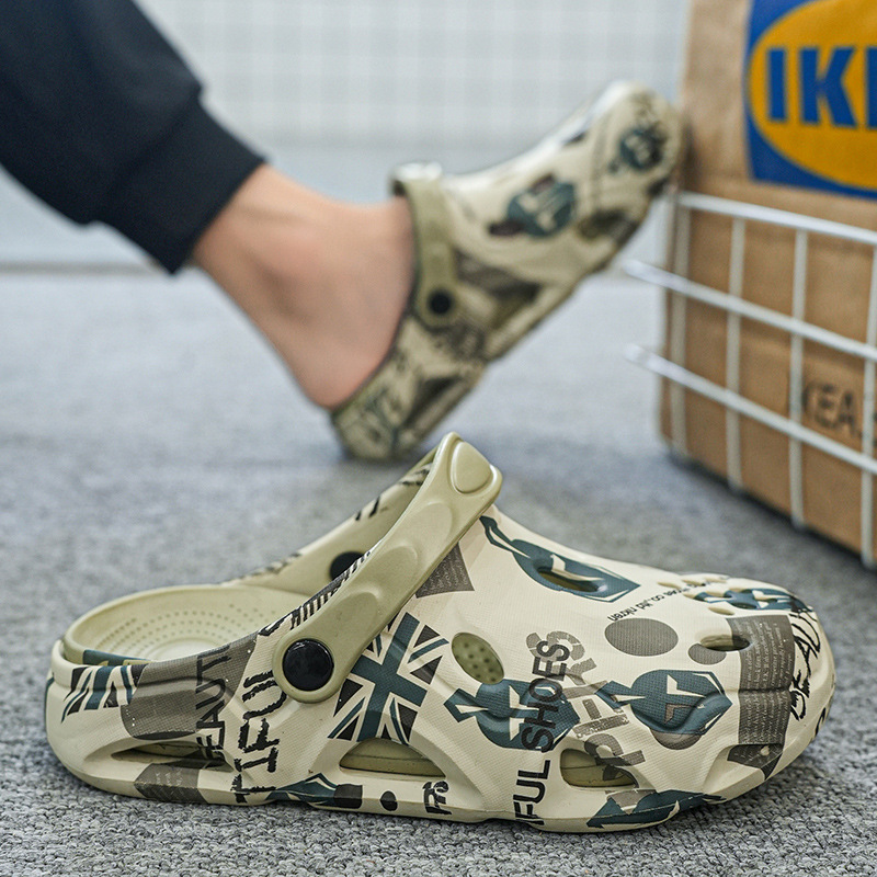 Transferencia de envío Sandalias EVA para hombre verano transpirable nuevos zapatos con agujeros, suela gruesa ligera, antideslizante, zapatillas Baotou