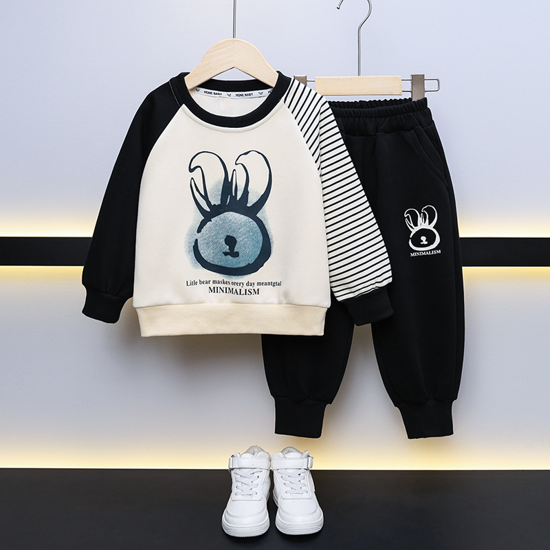 6119 Traje de suéter de niño para niños 2025 primavera y otoño nuevo estilo estilo occidental cosido de moda para bebés ropa de otoño de celebridades de Internet