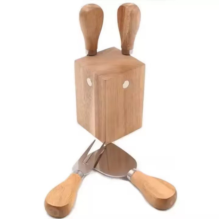 Amazon envía cortador de queso de madera de acacia, cuchillo de queso magnético, juego de asiento de almacenamiento de 5 piezas, soporte de cuchillo de queso de roble