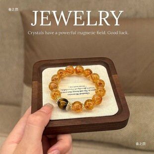 Natural yellow tower crystal yellow crystal bracelet fortune transfer prosperous career yellow hair crystal bracelet strawberry crystal peach blossom girl
