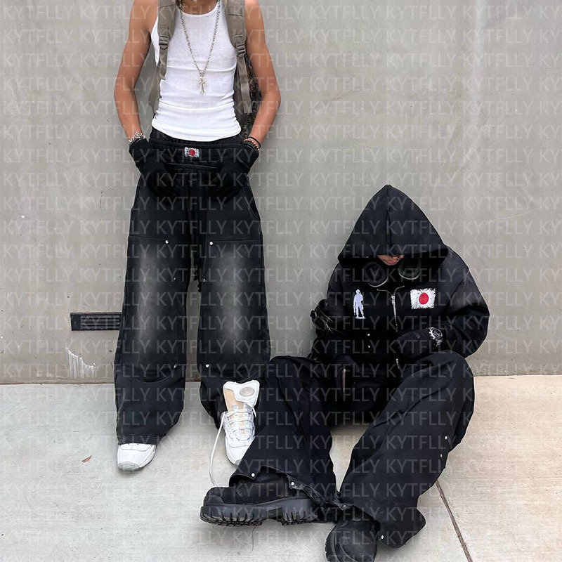 2025 Europe and the United States cross-border leisure y2k Japanese pattern loose pocket American high street sweater pants suit wholesale