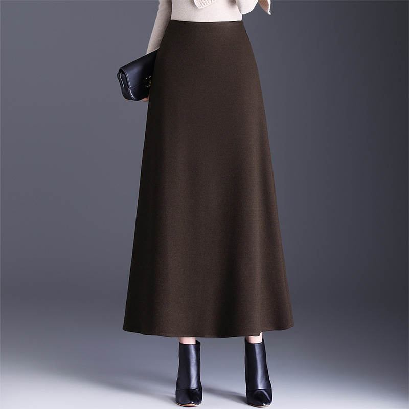 Cashmere Flared Fleece-Lined Long Skirt 2026 Autumn and Winter New High-Waisted Slimming Hip-Covering Casual Mid-Length Skirt Cashmere Flared Fleece-Lined Long Skirt 2026 Autumn and Winter New High-Waisted Slimming Hip-Covering Casual Mid-Length Skirt