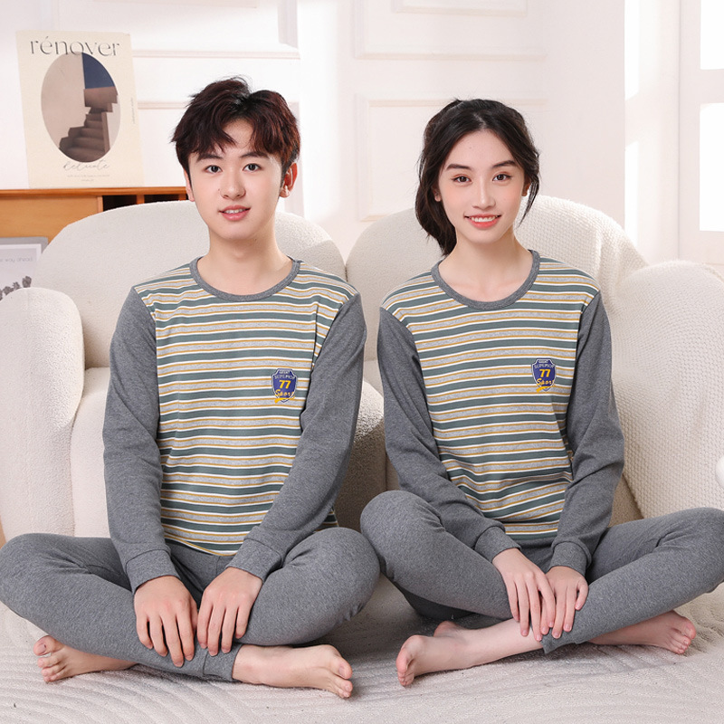 秋冬青少年秋衣秋裤套装中大男女童打底棉毛衫初中生纯棉内衣套装