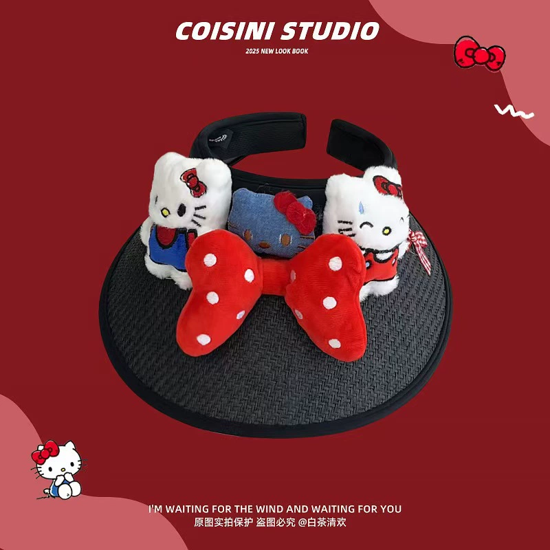 Cute summer hat with bow solar-powered, sun protection