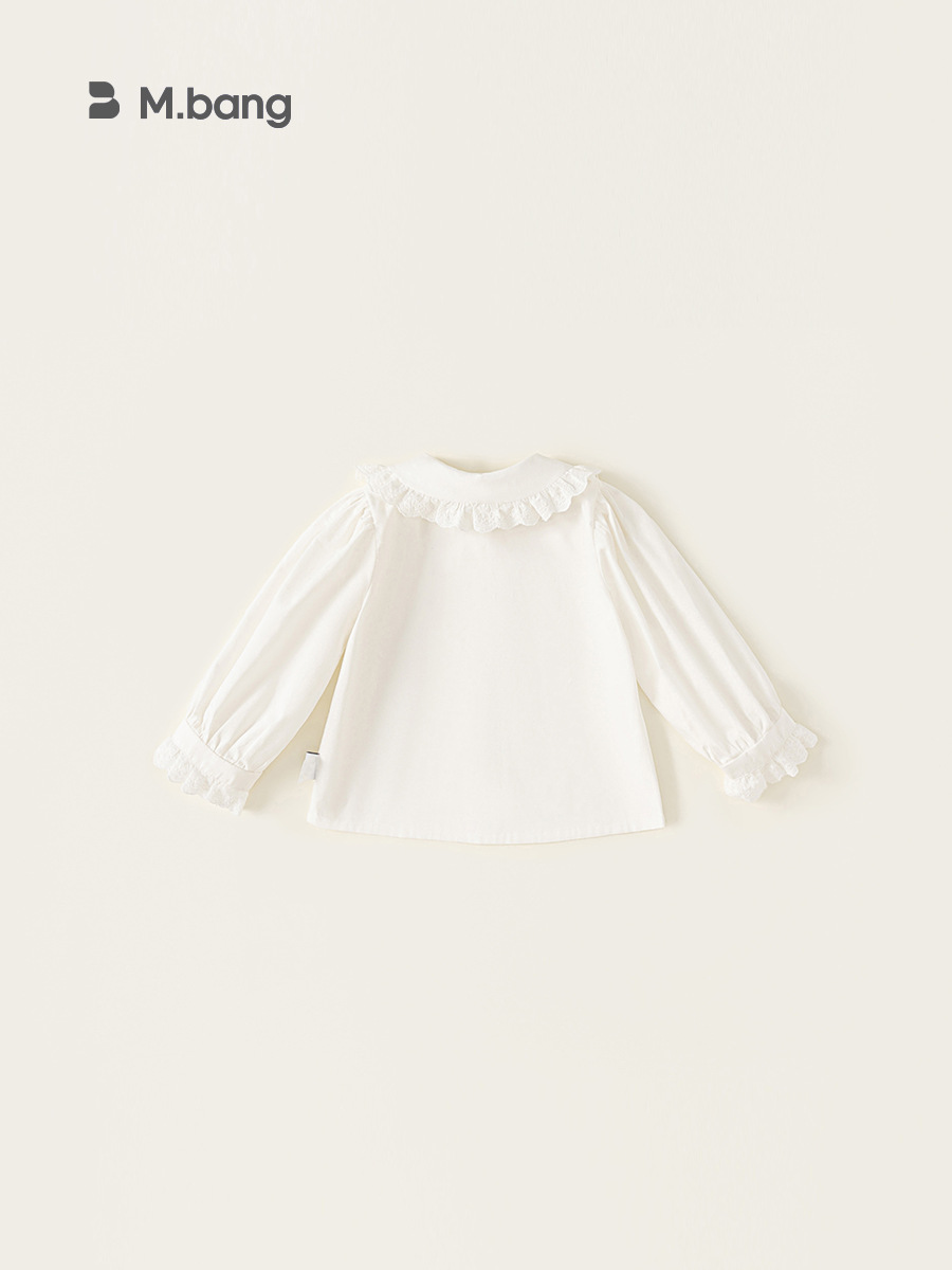 Yoobao ropa infantil 2025 otoño camisa blanca de niña nueva muñeca de encaje cuello camisa de manga larga para bebés
