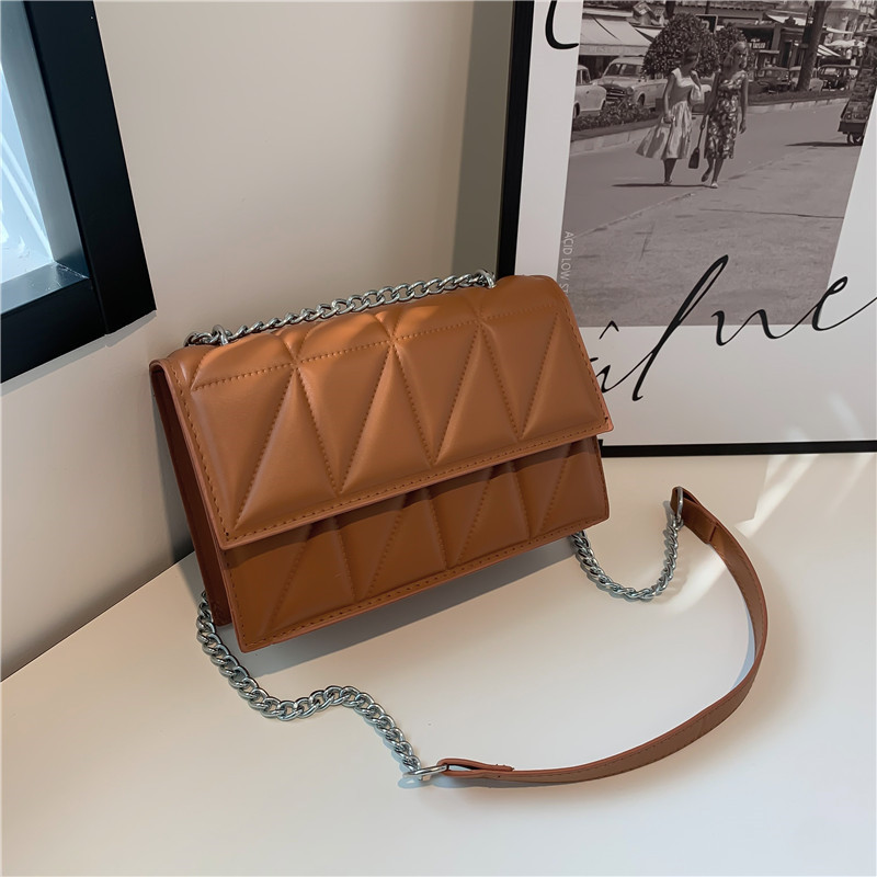New Small Bag 2022 New Trendy Korean Style Foreign Style Quilted Chain Embroidery Small Square Bag Mini Crossbody Shoulder Bag