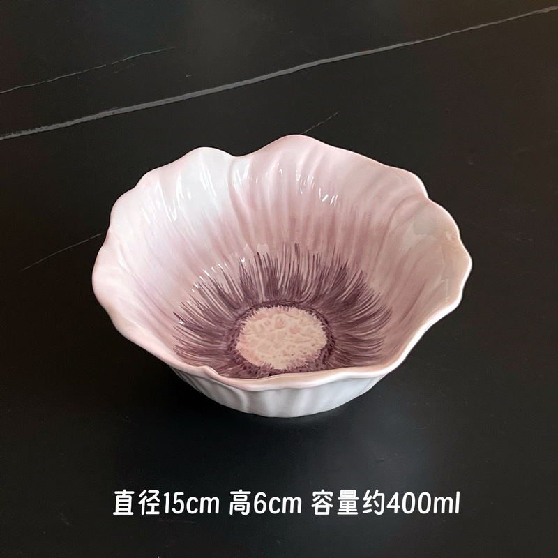花びらセットセラミック食器インスタイル家庭用ディッシュプレートデザートプレートケーキプレートオフィスアフタヌーンティーカップフラワーボウル|undefined
