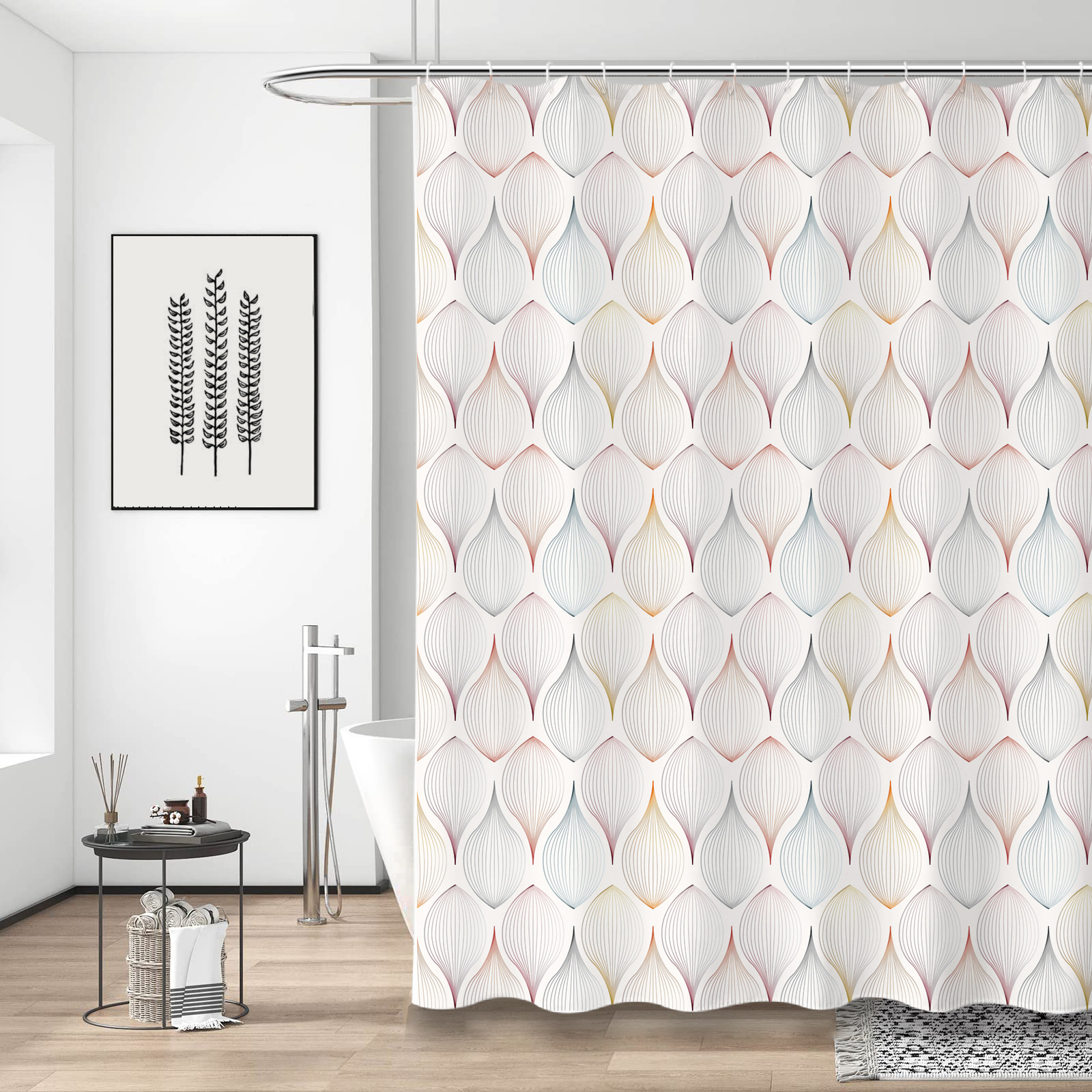 韵扬新品多彩水滴亚马逊加厚防水卫生间酒店浴室隔断帘布涤纶浴帘