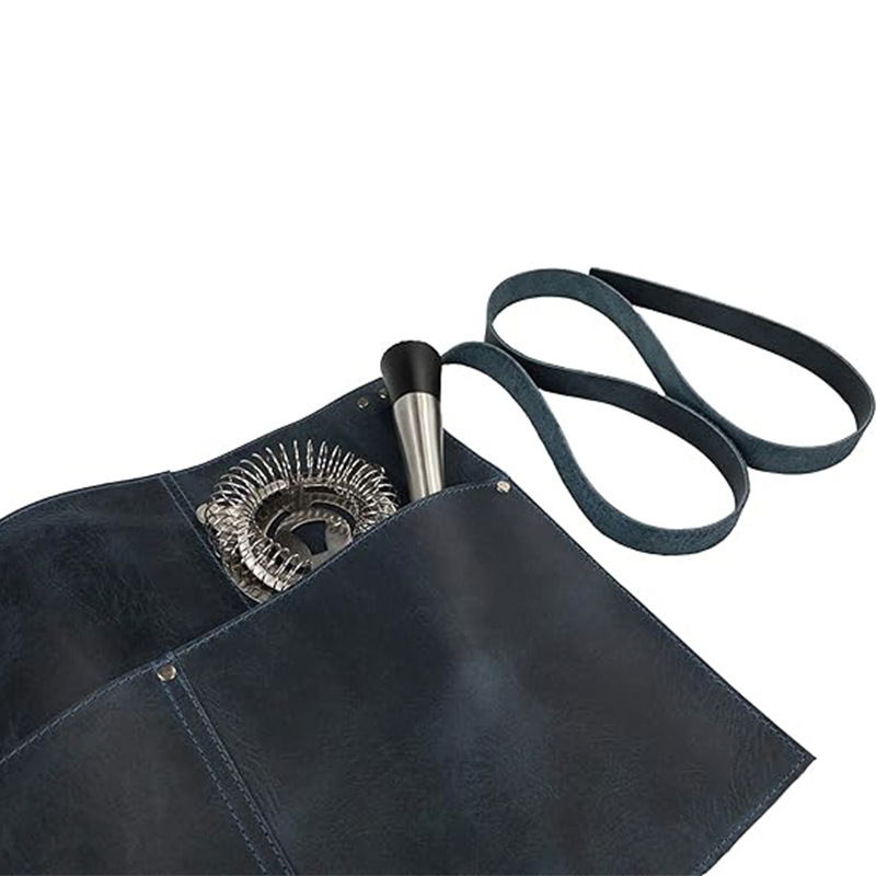 Riñonera de PU con correa retro transfronteriza, moda, peluquería, tijeras, estilista, media longitud, personalidad impermeable, delantal de cuero personalizado