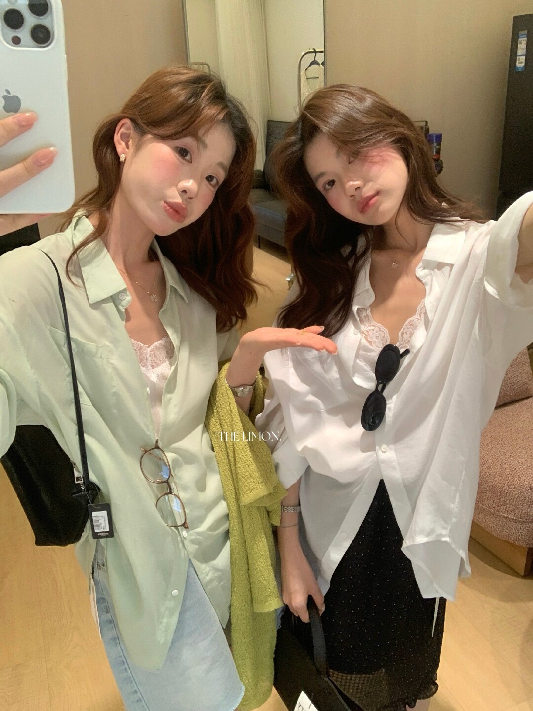 Áo sơ mi nữ tay dài chất liệu tencel phong cách lười biếng ấm áp — Vàng nhạt, xanh lam, Xanh lá cây nhạtcolor, màu hồng chi tiết 9
