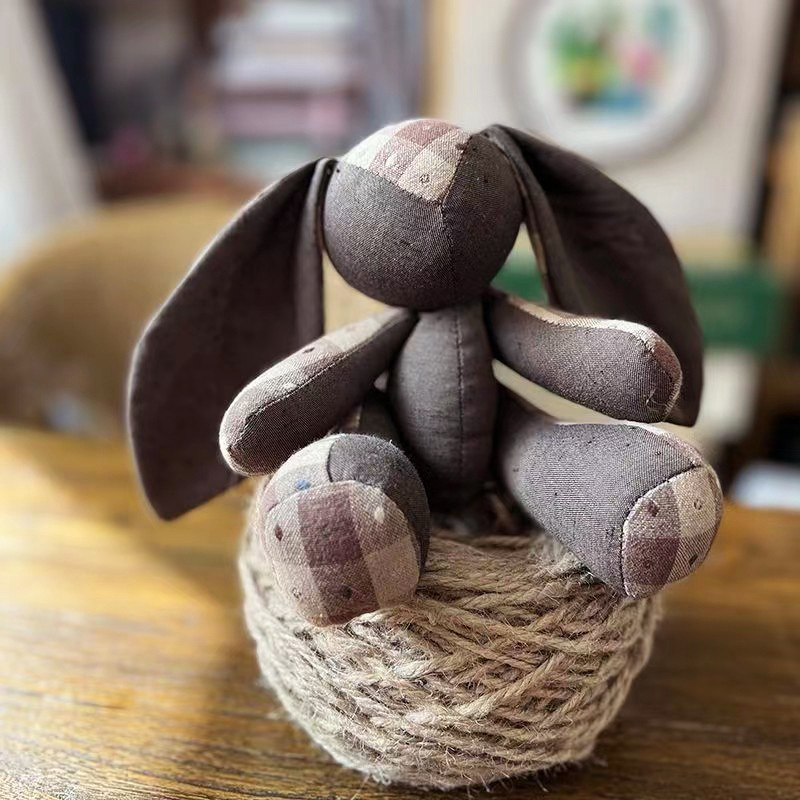 Patchwork creativo conejo muñeca Lu bordado hecho a mano material de bricolaje Paquete de regalo de los niños decoración del hogar grandes orejas de conejo