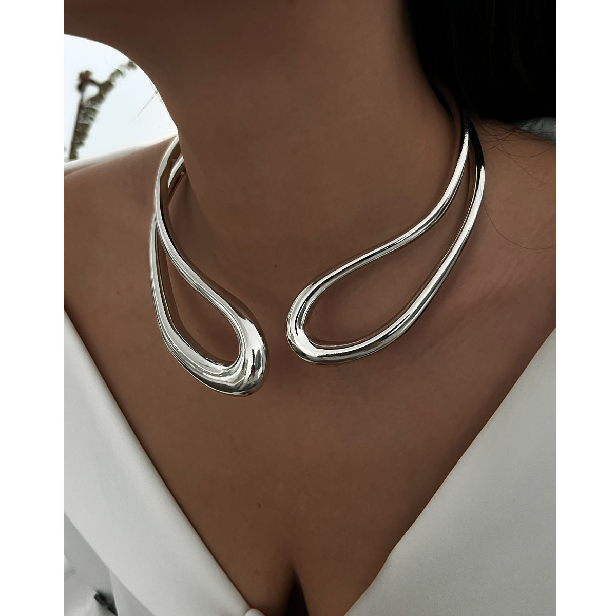 98g Weight Choker, Necklace, Jewelry Set Classification 1 Piece Quantity Daily, Tea Party Occasion Alloy, Metal Material Irregular, Geometric Pattern Women's Gender Retro, Exaggerated, Simple Style, Classic Style Style 1 Piece Irregular Geometric Choker Necklace Jewelry Set Alloy Metal Women's Retro Exaggerated Simple Style Choker Necklace Jewelry Set 2