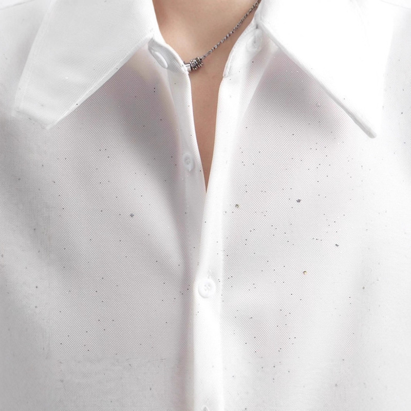 Spring and Autumn High-End Niche Design Sequined Shirt for Men, Handsome Street Casual Long-Sleeved Baby's Breath Shirt Jacket