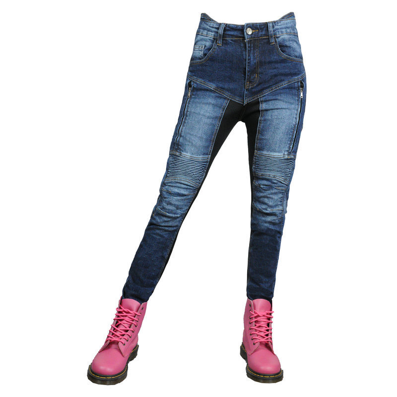 Volero motocicleta jeans Mujer verano malla transpirable alta cintura motocicleta pantalones de montar Kevlar silicona protectora