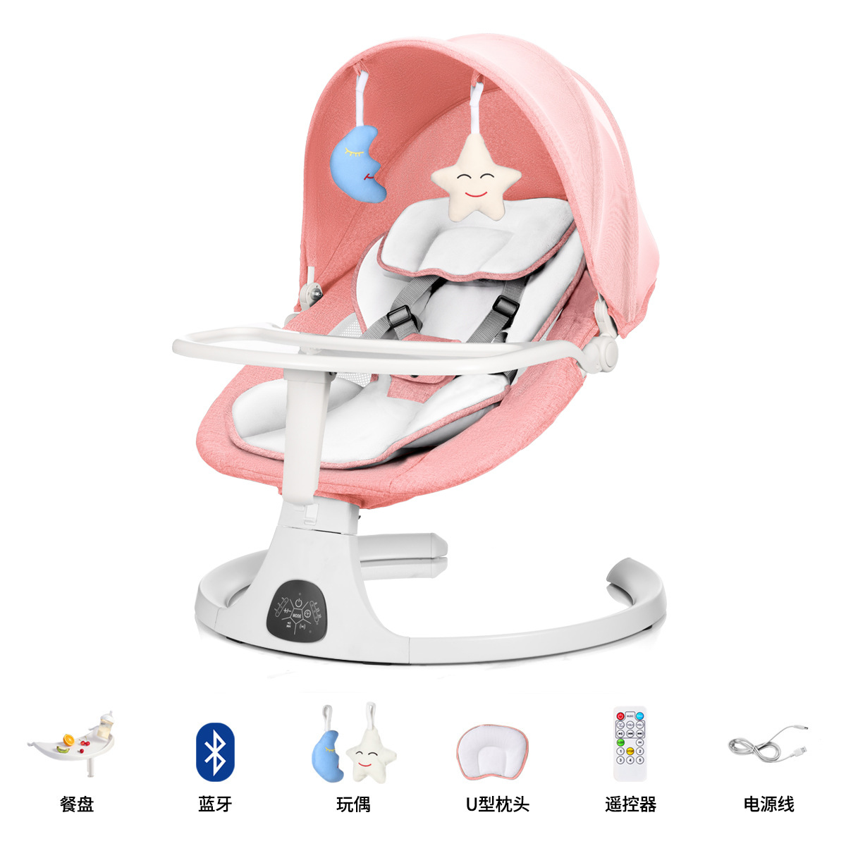 Silla de mecedora para bebés transfronterizos, silla de seda para bebés, artefacto para dormir, cuna eléctrica para niños, silla de relajación multifuncional