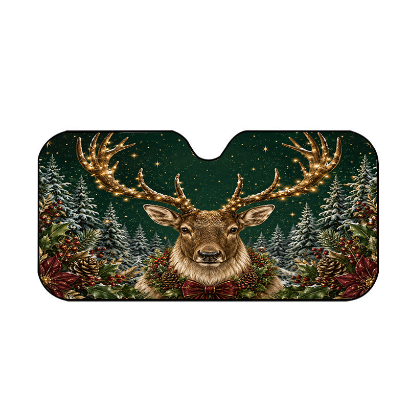 Christmas reindeer car windshield snow shield, suitable for both winter and summer, snow cover, frost protection, sun protection, heat insulation, and sunshade car cover