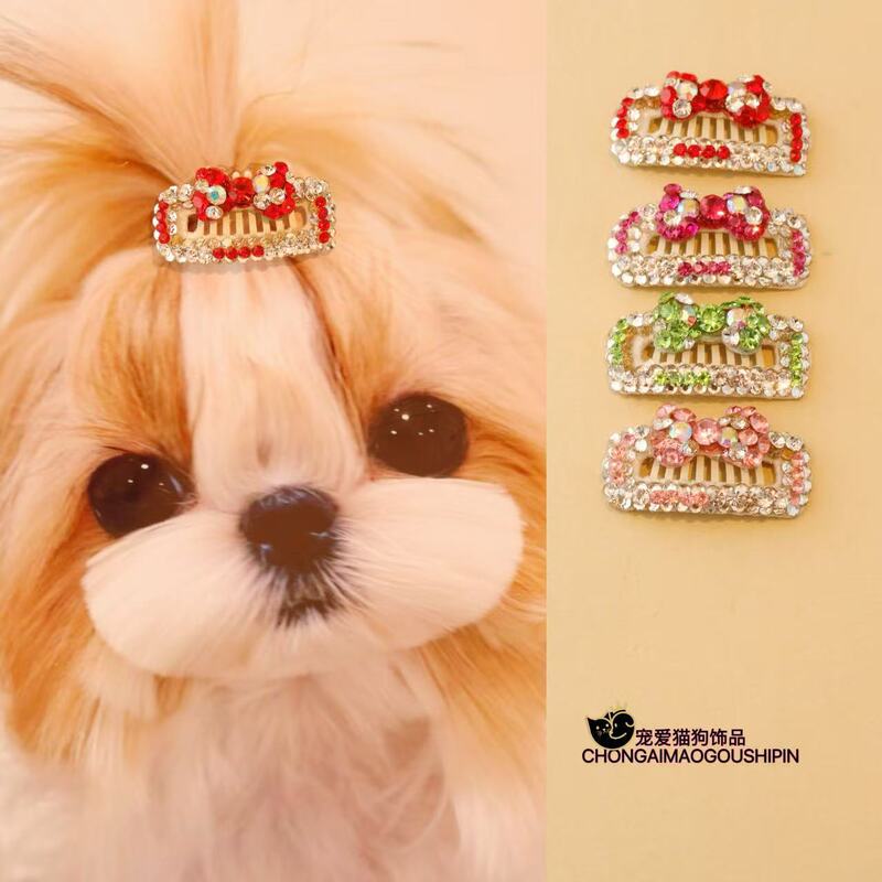 Pet Accessory Full Diamond Bow Dog Hair Clip Bb Clip Maltese Yorkshire A1407 Pet Accessory Full Diamond Bow Dog Hair Clip Bb Clip Maltese Yorkshire A1407
