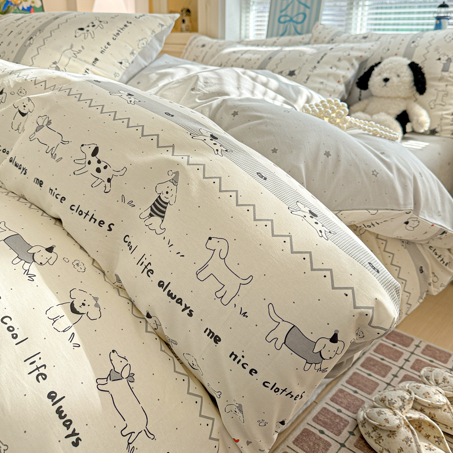 Cama de algodón fresco de cuatro piezas, sábanas de algodón, dormitorios de estudiantes, tres piezas, ropa de cama, dormir desnudo, piel