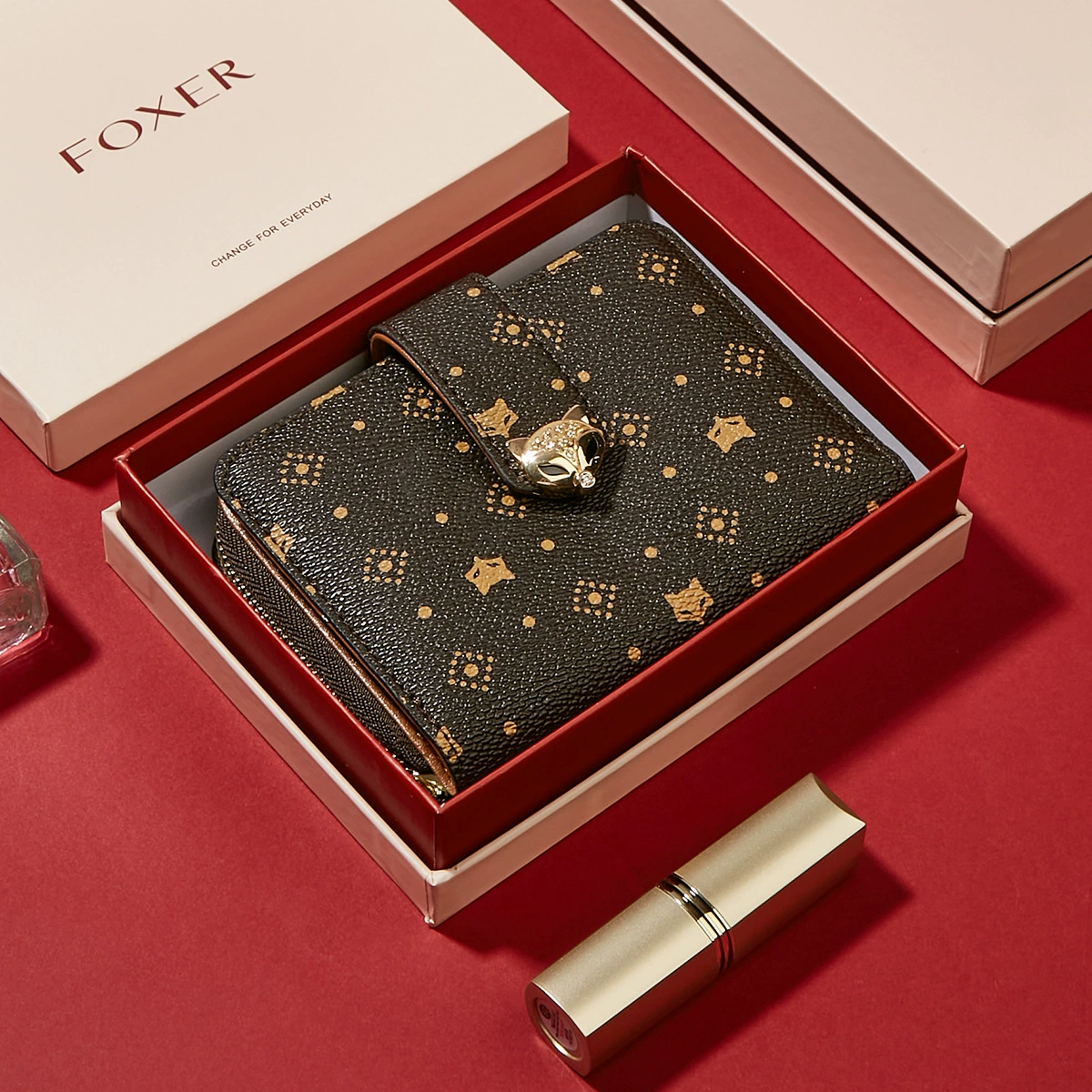 Женский кошелек Golden Fox, популярный универсальный винтажный клатч с принтом, компактный кошелек для карт и монет для женщин.