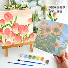 diy数字油画油彩画手绘数字画 蝴蝶风景人物填色画客厅卧室装饰画