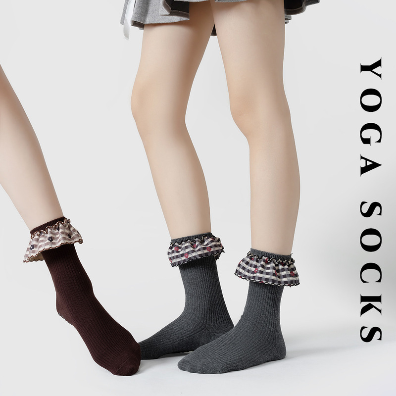 Autumn and winter Japanese-style retro ruffled yoga socks, sweet Lolita JK dance socks, breathable and non-slip floor socks