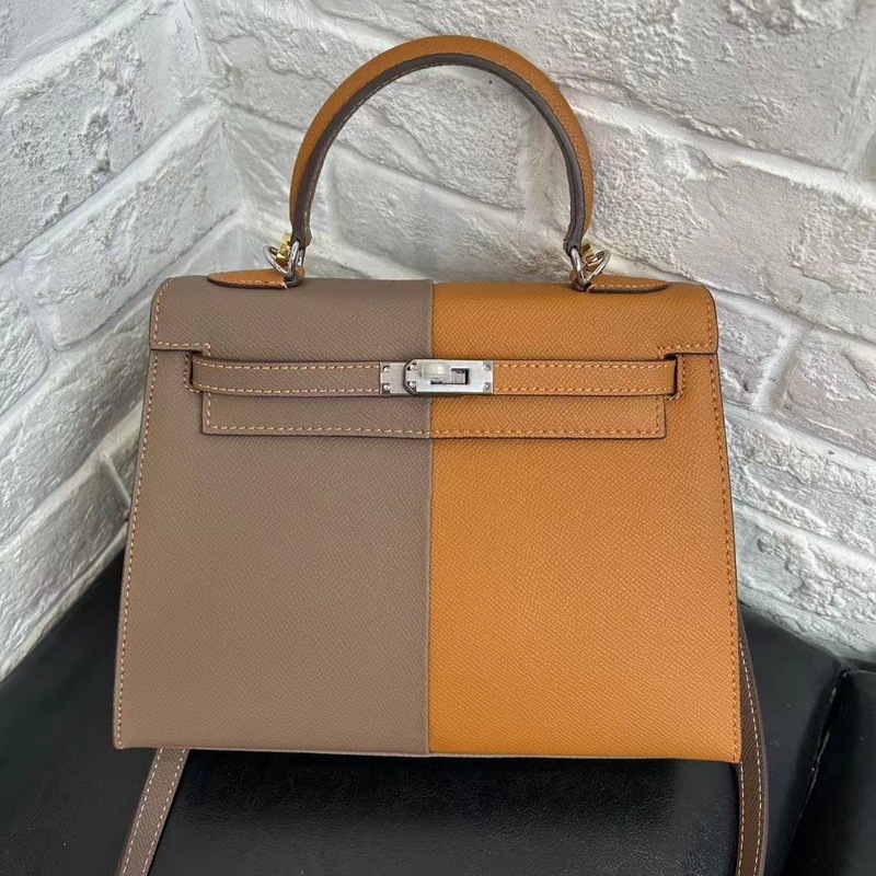 2024 New Genuine Leather Women's Bag 19 Kelly Bag Palmprint Color-matching Portable Shoulder Crossbody Fashion Mini Small Bag