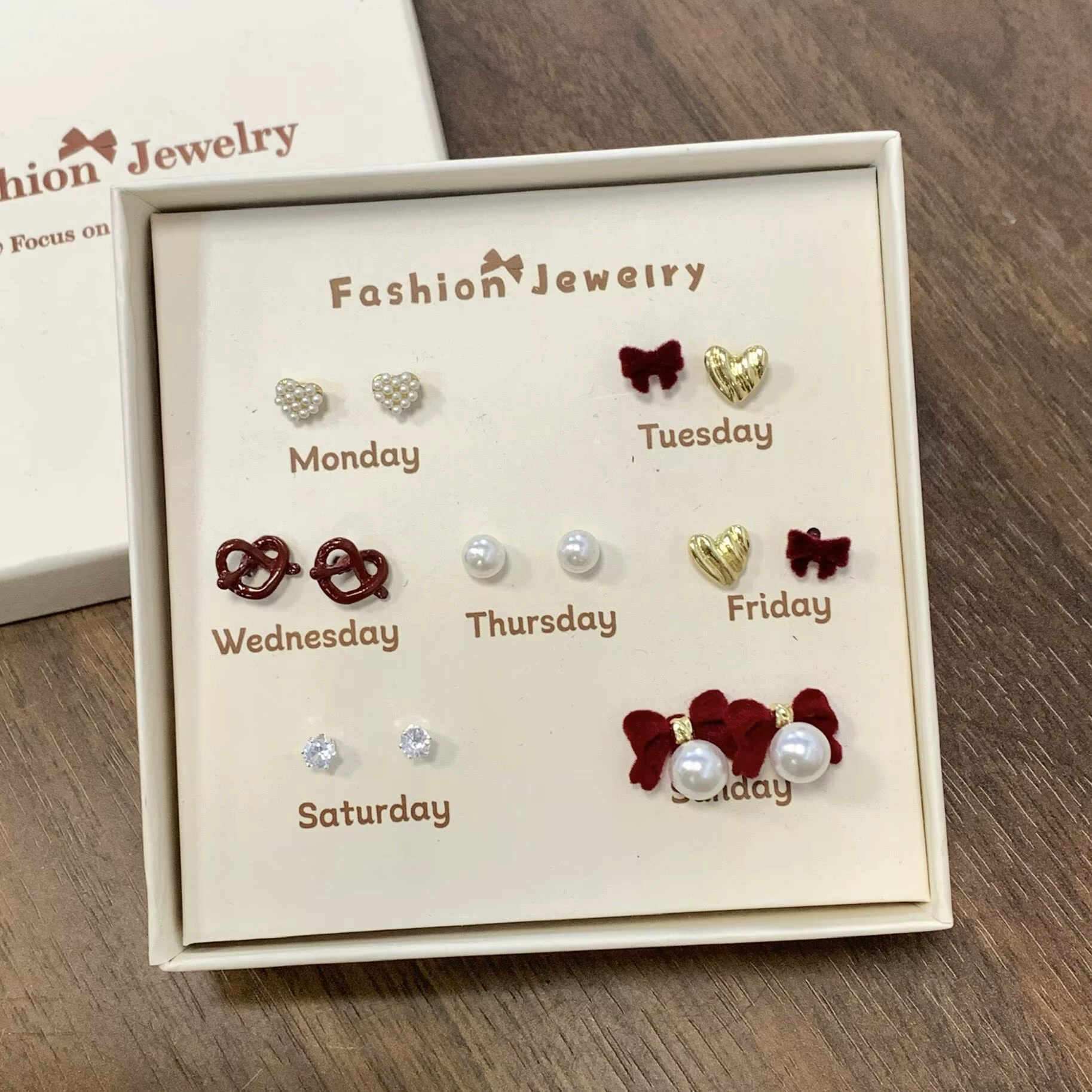 Earrings gift box, custom summer set, cartoon silver‑needle studs for elementary students