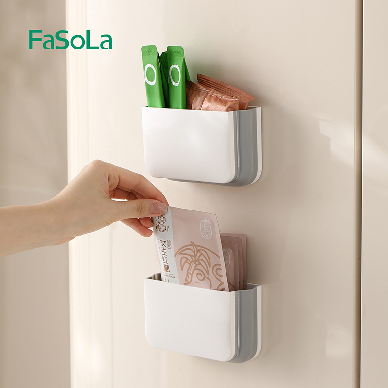FaSoLa 折りたたみ収納ボックス 磁気壁掛け 穴なし キッチン収納ラック バスルーム化粧品収納ラック|undefined