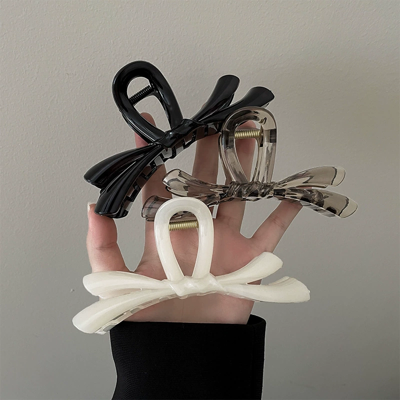 Заколка-клюв Hair claw, фуксия «краб» с бантом, асимметричная глянцевая акриловая, 11,5×4×4,5 см