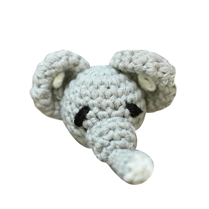Muñecas de peluche de crochet creativas hechas a mano dibujos animados de punto conejo cabeza de animal accesorios de cadena de tetas DIY