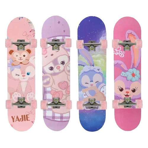 New Kids Skateboard for 6-12 Year Old Teens, 4-Wheeled Skateboard for Beginners, Sparkling Wheels, Energetic Board, Dual-Skateboard