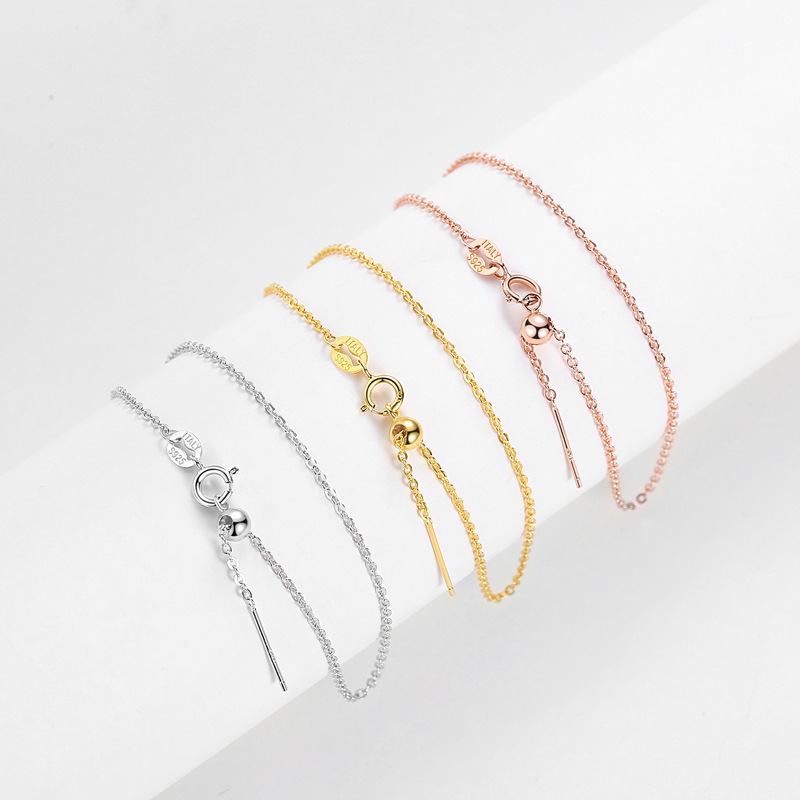 S925 Sterling Silver Universal Bracelet for Women, Pin-Type Adjustable Box Chain with Pearl Beads