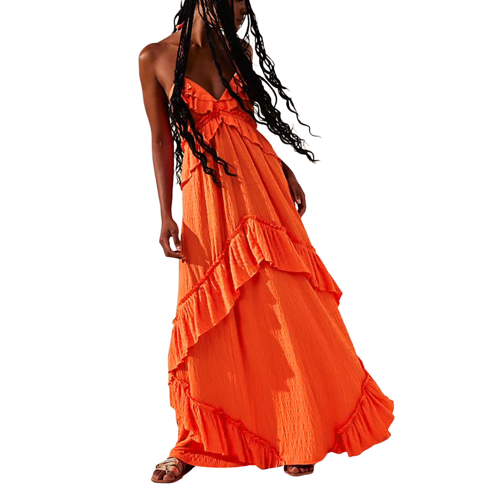 Ropa de mujer europea y americana 2024 verano nuevo estilo color sólido sexy tirantes con cuello en V sin espalda vestido largo mujeres comercio exterior al por mayor image 14